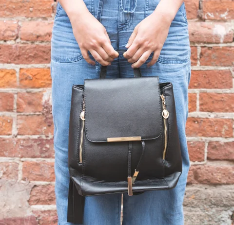 Black gold fashion backpack