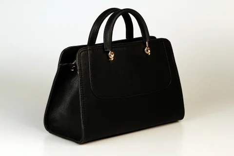 Women black leather handbag